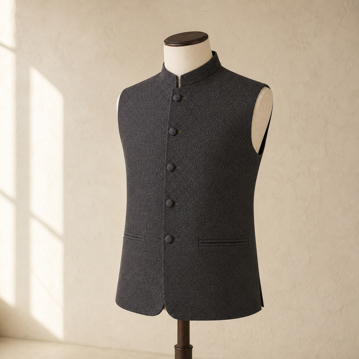 Oqaab Kohsar charcoal waistcoat