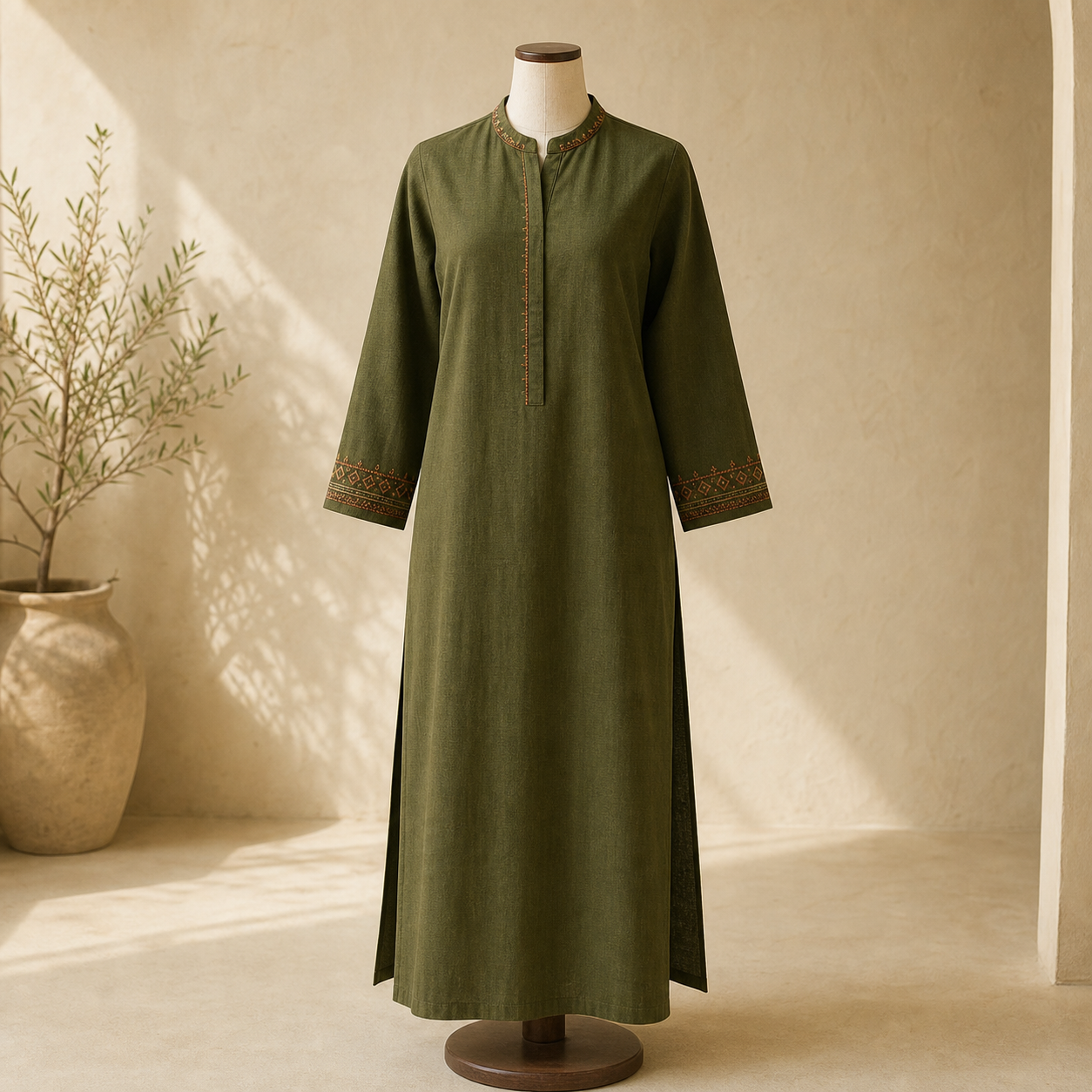 Oqaab Sitarah deep olive kurta